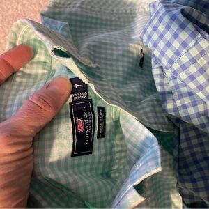 Vineyard Vines boys Aqua Gingham Shirt bundle